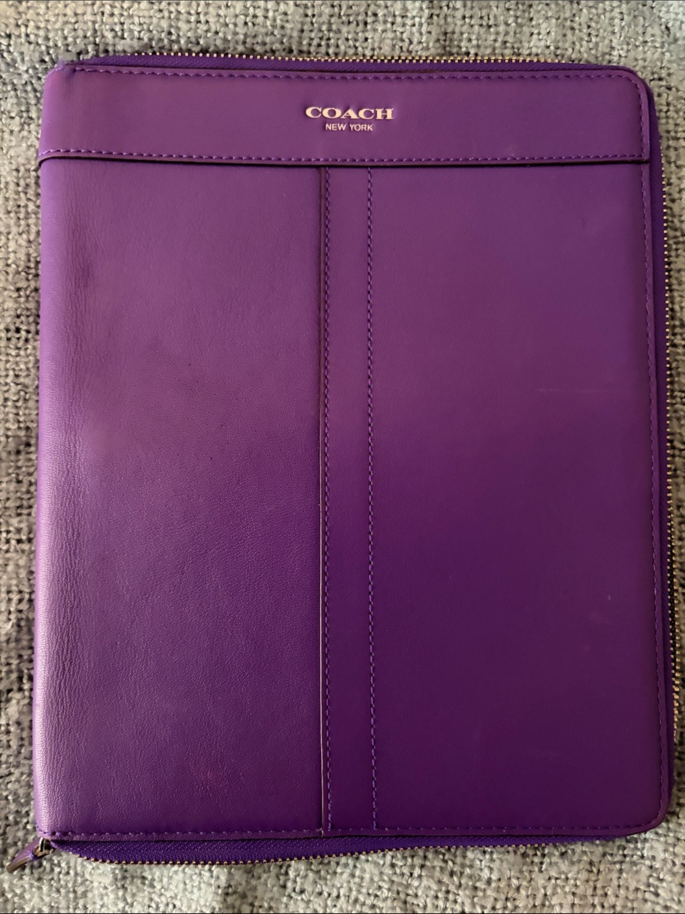 Coach Purple Leather Zip Tablet Folio